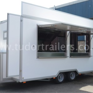 White Towable Catering Trailer Open Hatch